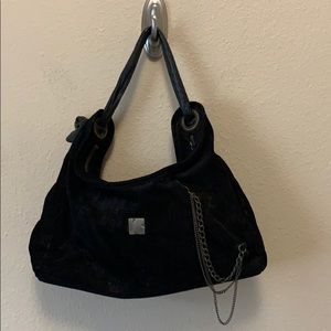 Kathy Ho KH Black Leather Bag suede fall beautiful satchel designer